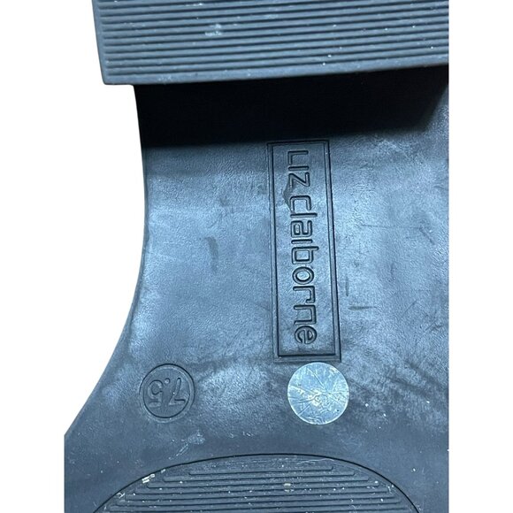 Black Faux Suede & Croc-Embossed Ankle Boots With Gold Accents  Size 7,5 M - Picture 11 of 13